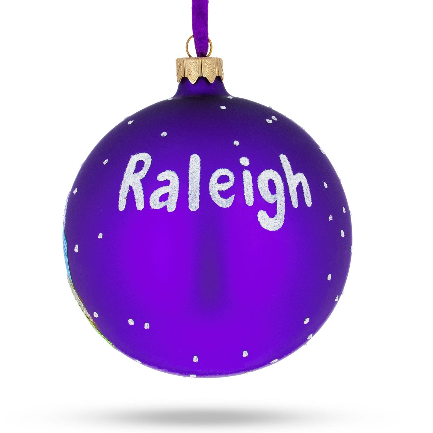 Raleigh, North Carolina, USA Glass Ball Christmas Ornament 4 Inches