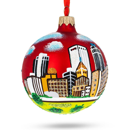 Tulsa, Oklahoma, USA Glass Christmas Ornament 3.25 Inches