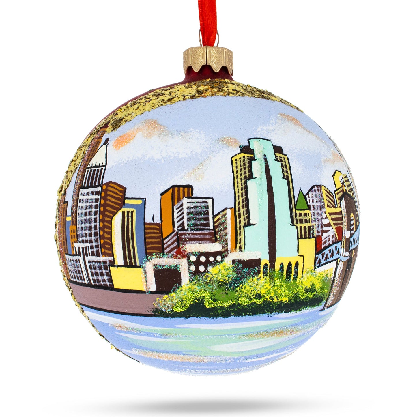 Cincinnati, Ohio Glass Ball Christmas Ornament 4 Inches