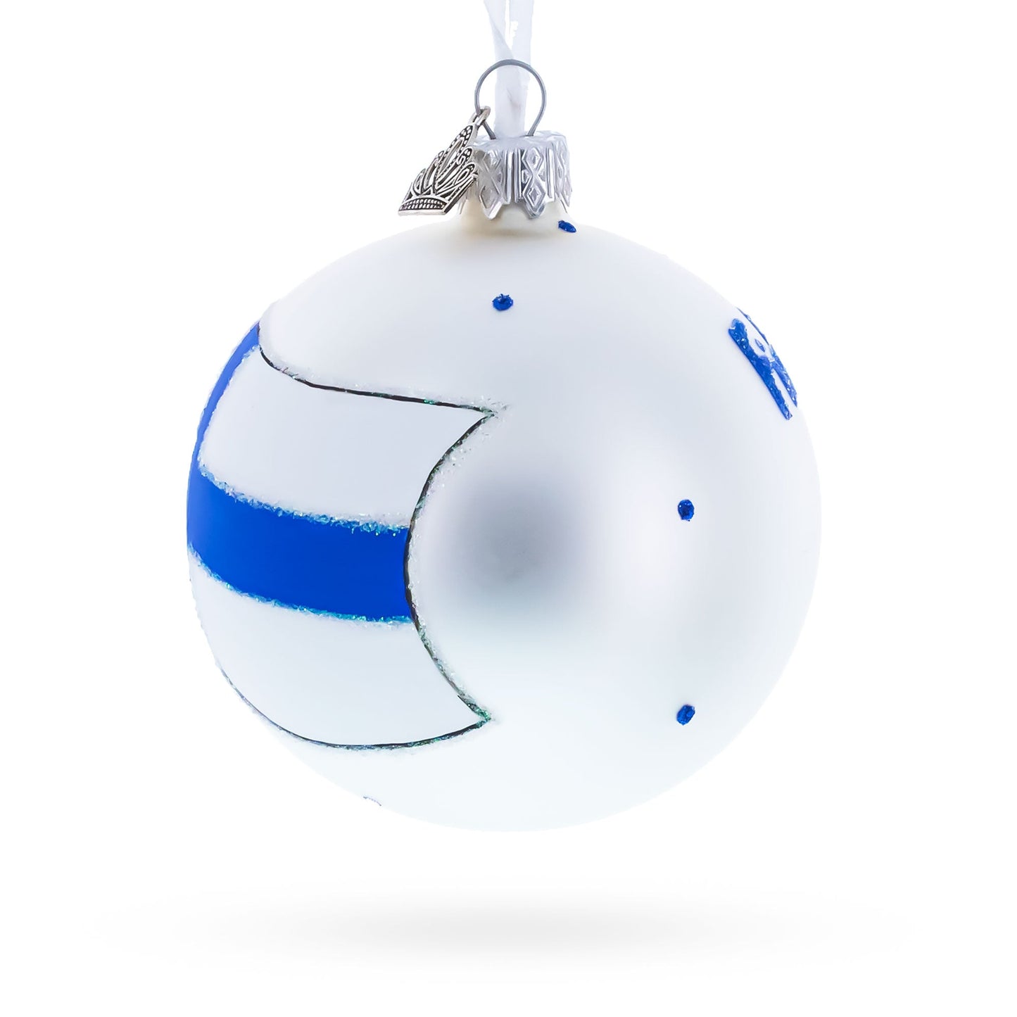 Flag of Finland Blown Glass Ball Christmas Ornament 3.25 Inches