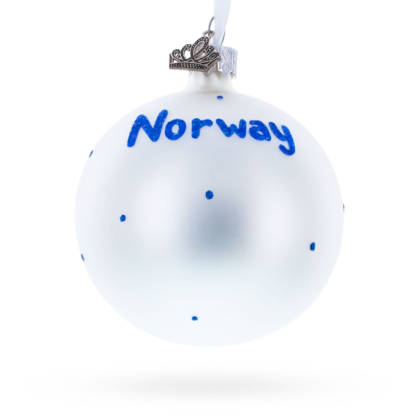 Flag of Norway Blown Glass Ball Christmas Ornament 3.25 Inches