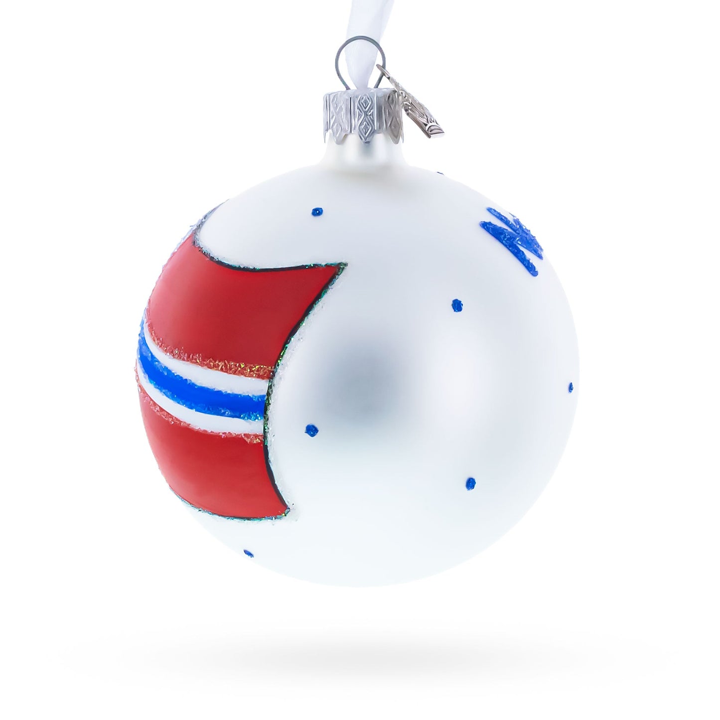 Flag of Norway Blown Glass Ball Christmas Ornament 3.25 Inches