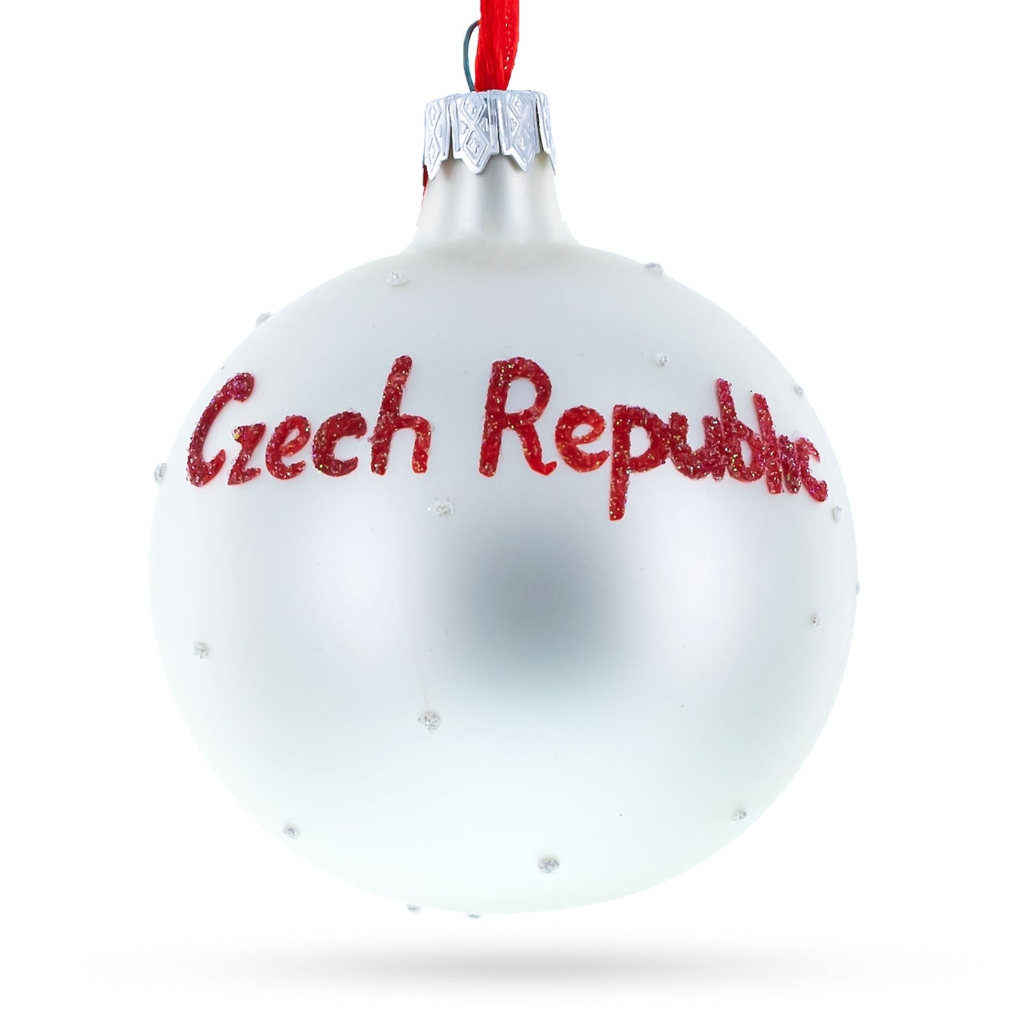 Flag of Czech Republic Blown Glass Ball Christmas Ornament 3.25 Inches