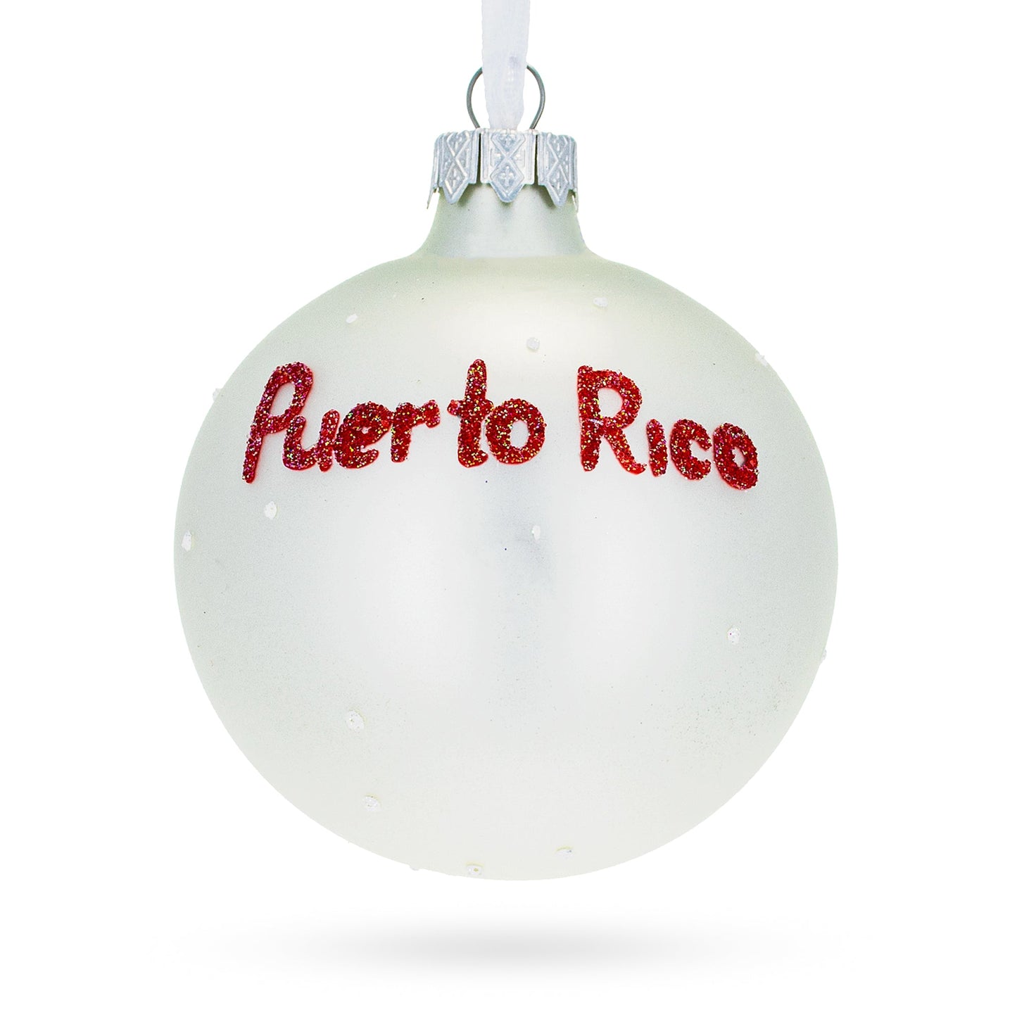 Flag of Puerto Rico Blown Glass Ball Christmas Ornament 3.25 Inches