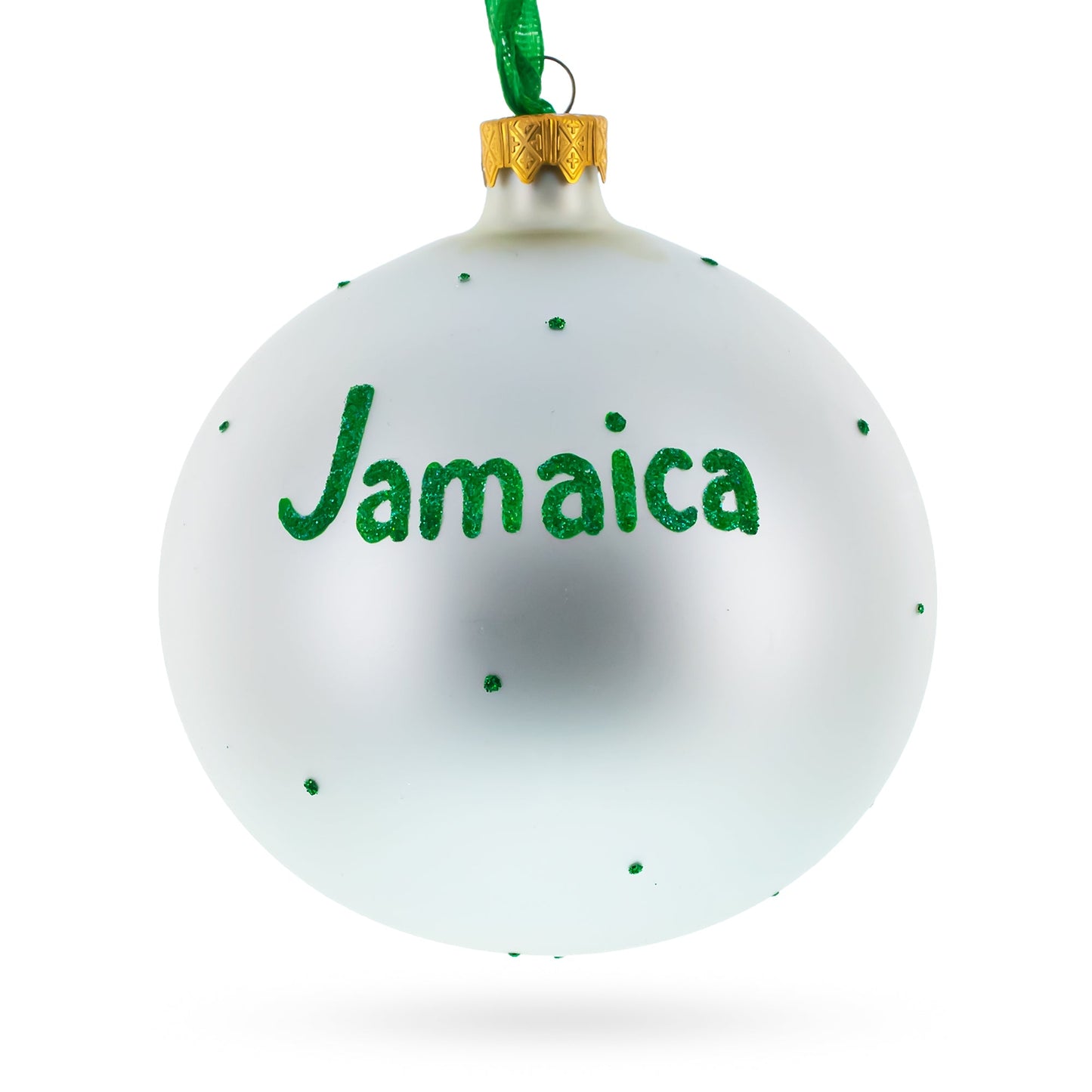 Flag of Jamaica Blown Glass Ball Christmas Ornament 4 Inches