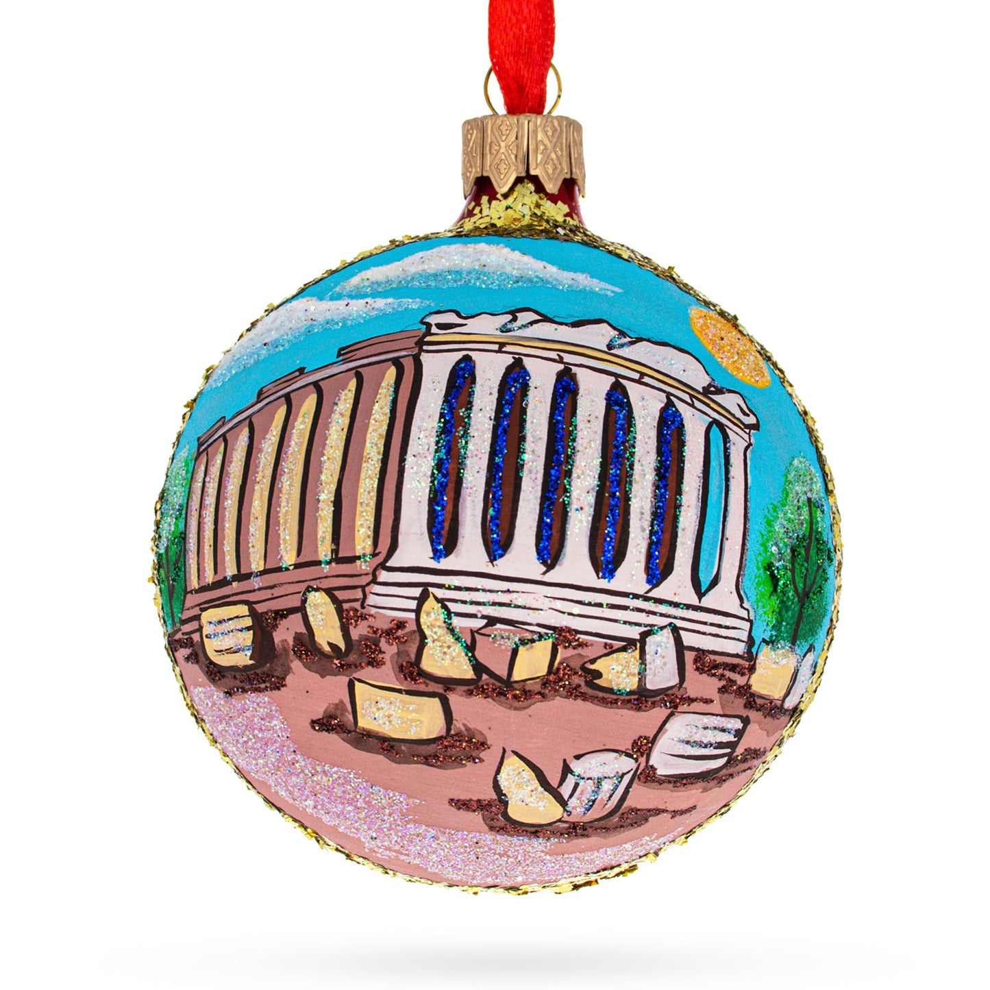 Acropolis, Athens, Greece Glass Ball Ornament 3.25 Inches