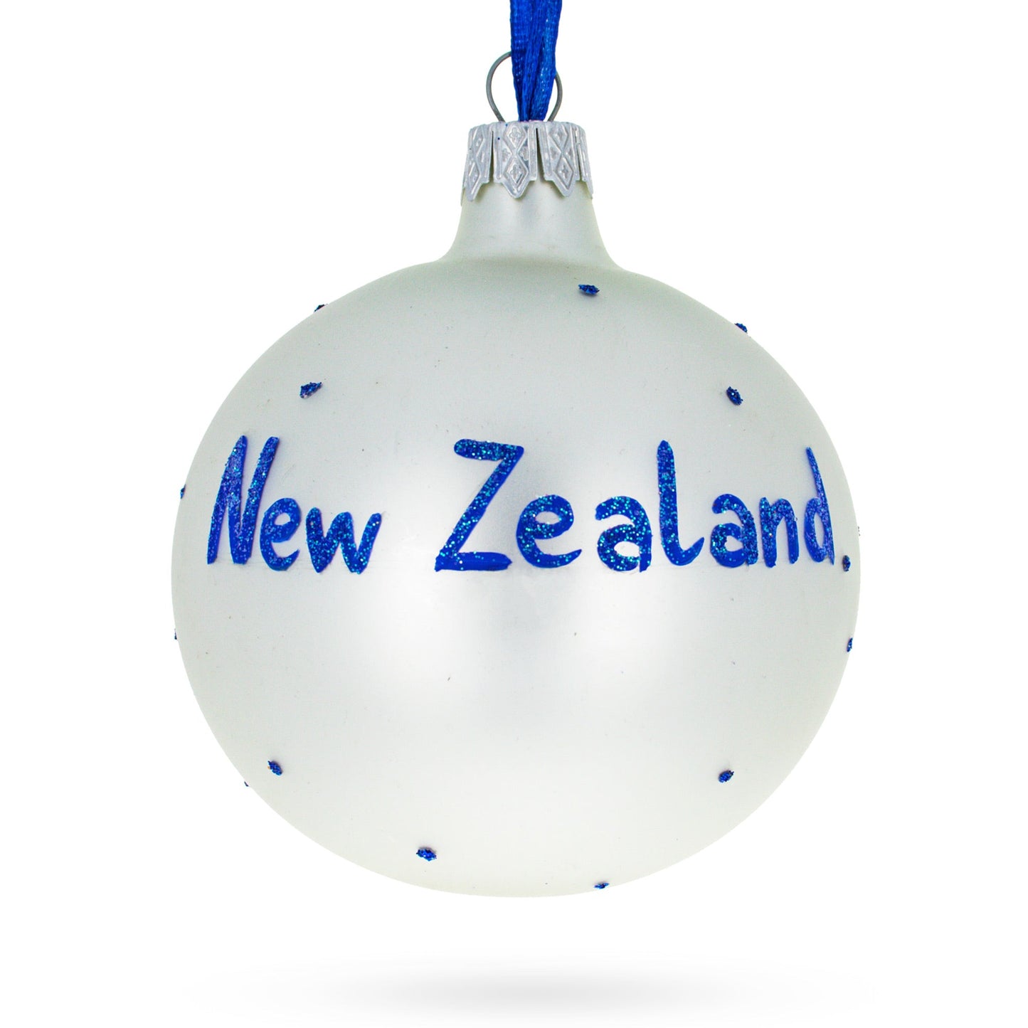 Flag of New Zealand Blown Glass Ball Christmas Ornament 3.25 Inches