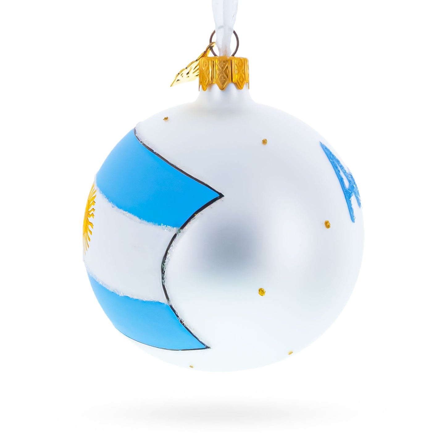 Flag of Argentina Blown Glass Ball Christmas Ornament 3.25 Inches