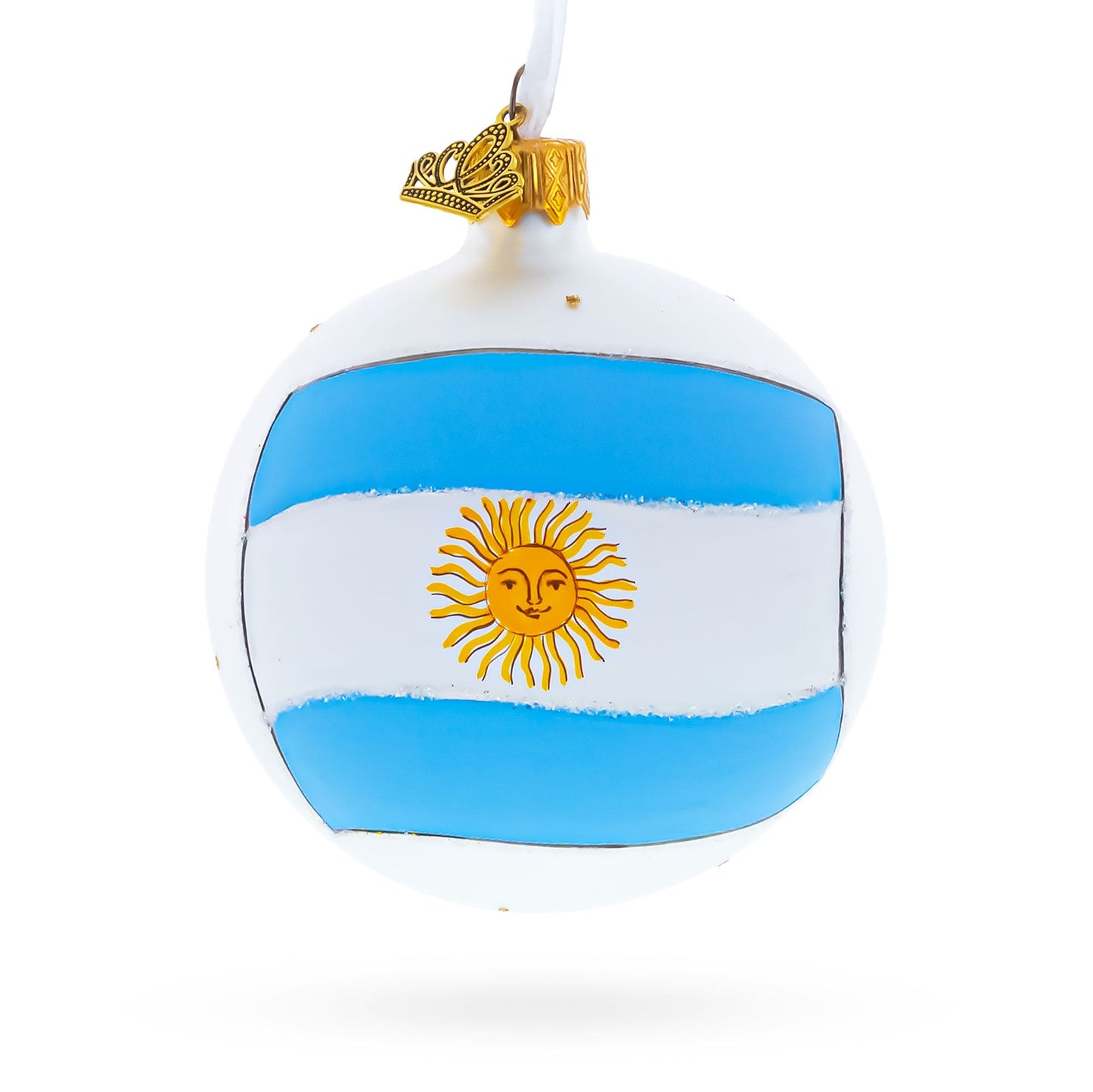 Flag of Argentina Blown Glass Ball Christmas Ornament 3.25 Inches