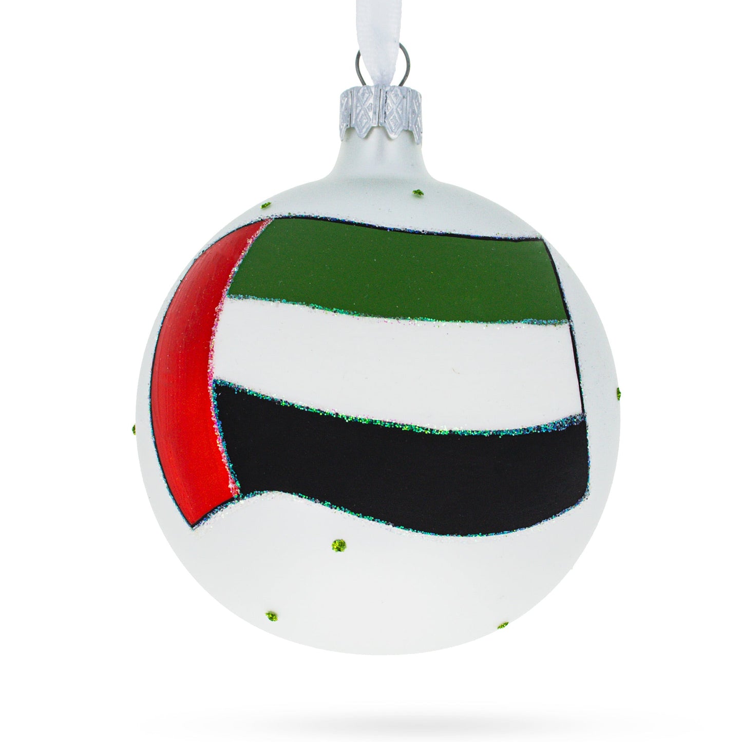 Flag of United Arab Emirates Blown Glass Ball Christmas Ornament 3.25 Inches