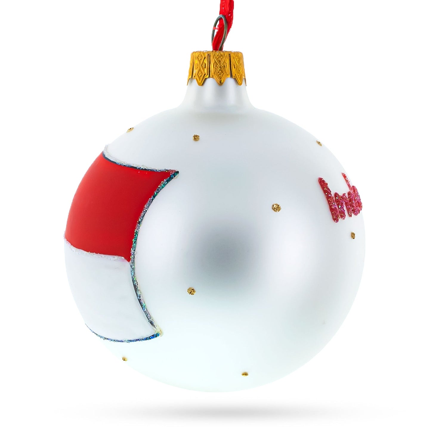 Flag of Indonesia Blown Glass Ball Christmas Ornament 3.25 Inches