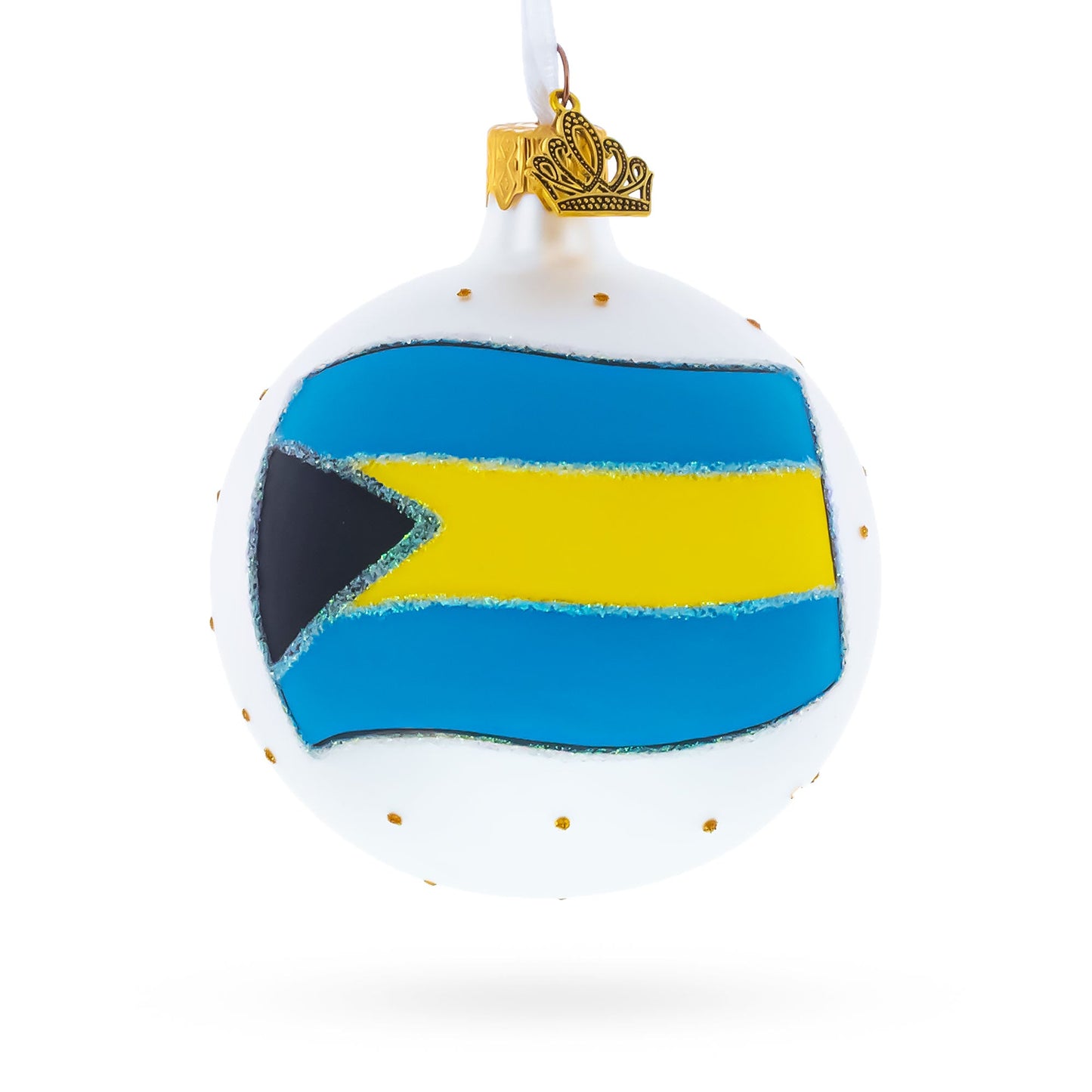 Flag of Bahamas Blown Glass Ball Christmas Ornament 3.25 Inches