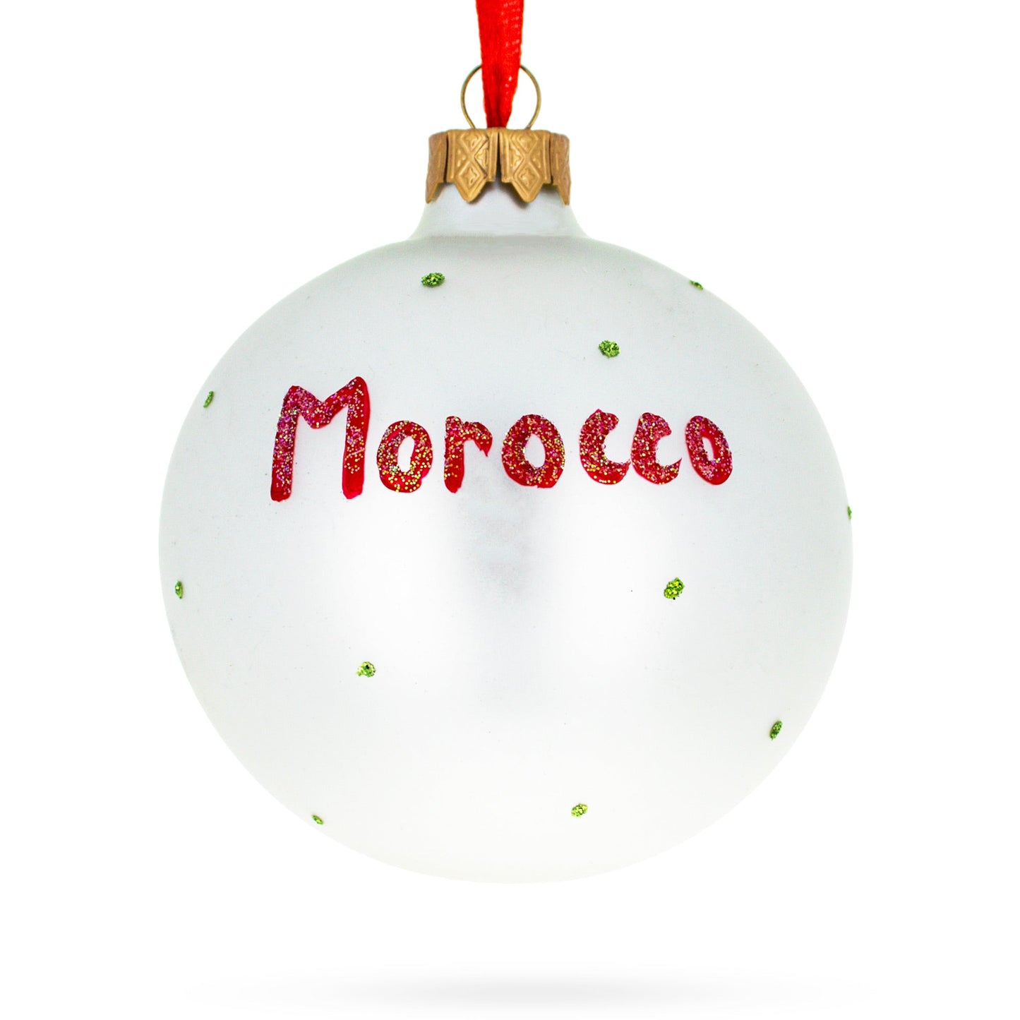 Flag of Morocco Blown Glass Ball Christmas Ornament 3.25 Inches