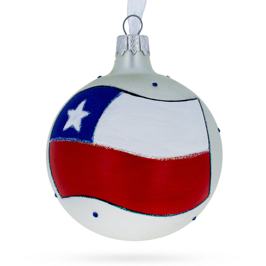 Flag of Chile Blown Glass Ball Christmas Ornament 3.25 Inches