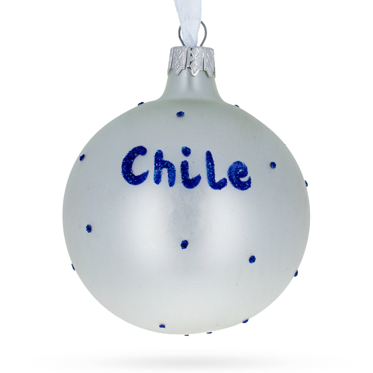 Flag of Chile Blown Glass Ball Christmas Ornament 3.25 Inches