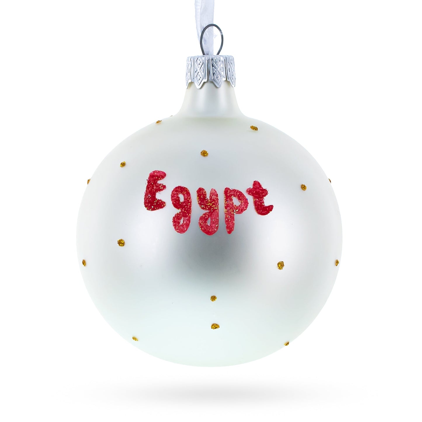 Flag of Egypt Blown Glass Ball Christmas Ornament 3.25 Inches