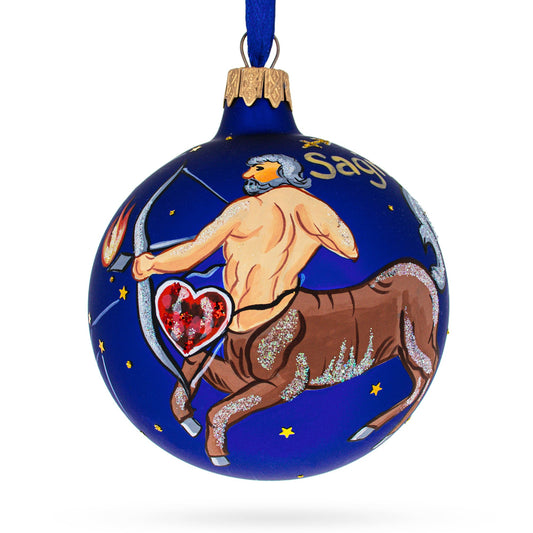 Sagittarius Zodiac Horoscope Sign Blown Glass Ball Christmas Ornament 3.25 Inches