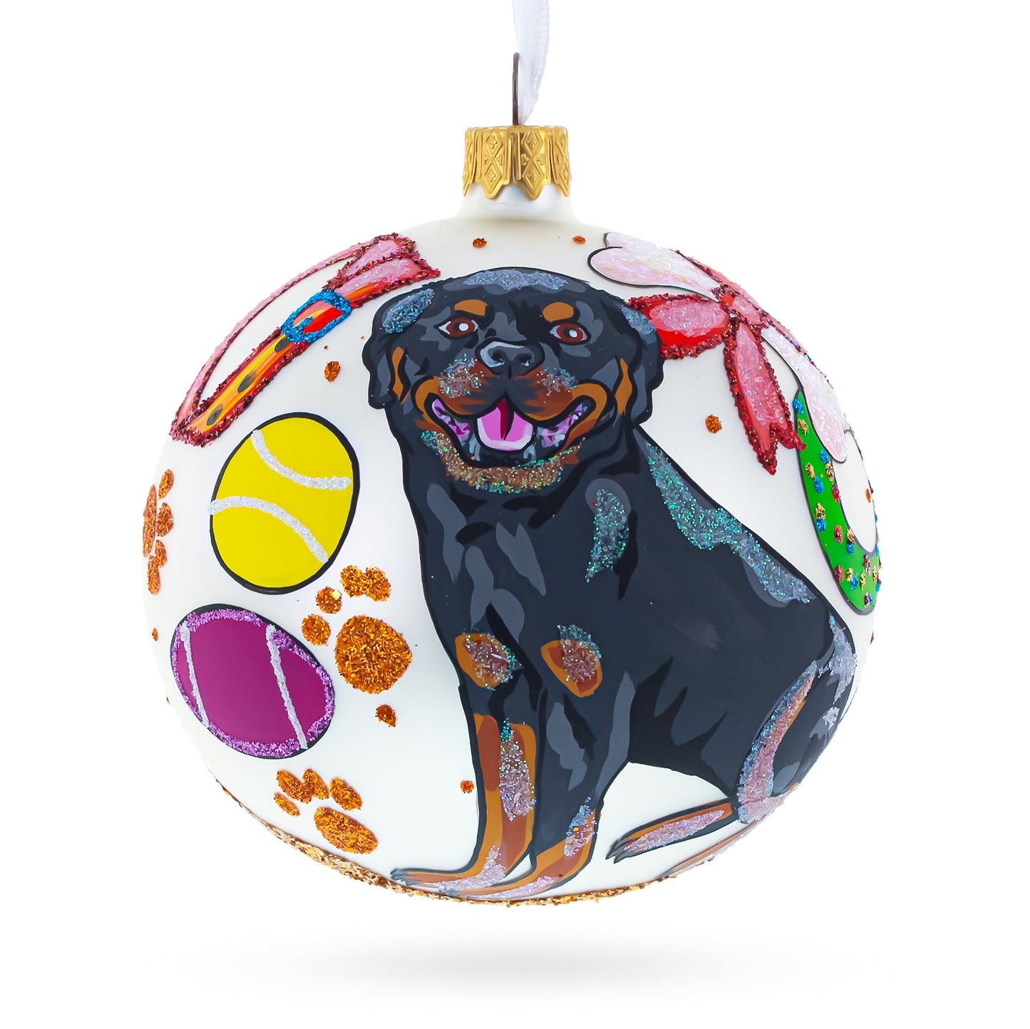 Rottweiler Gifts Blown Glass Ball Christmas Ornaments 4 Inches