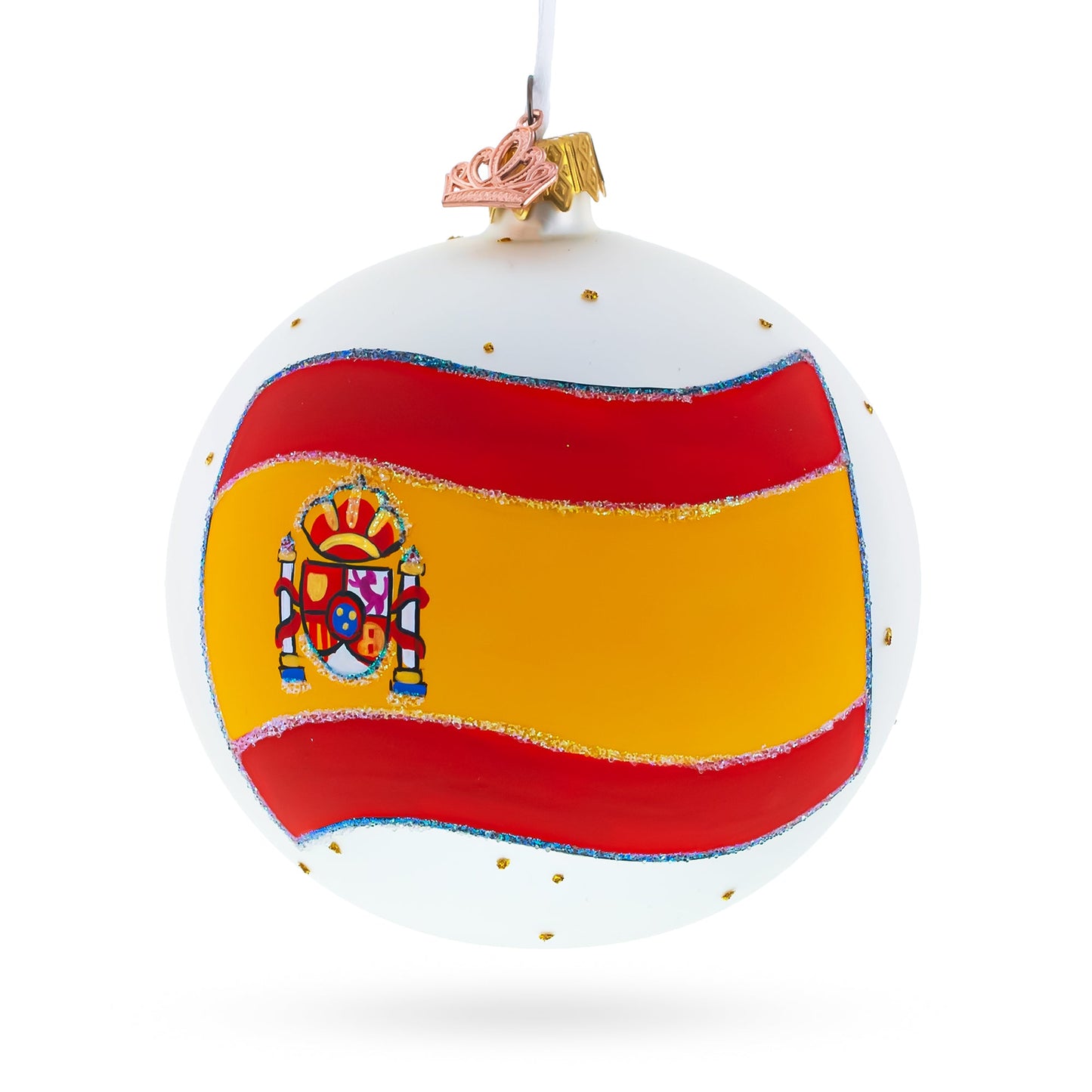 Flag of Spain Blown Glass Ball Christmas Ornament 4 Inches