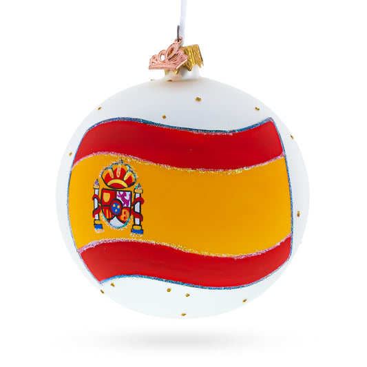 Flag of Spain Blown Glass Ball Christmas Ornament 4 Inches