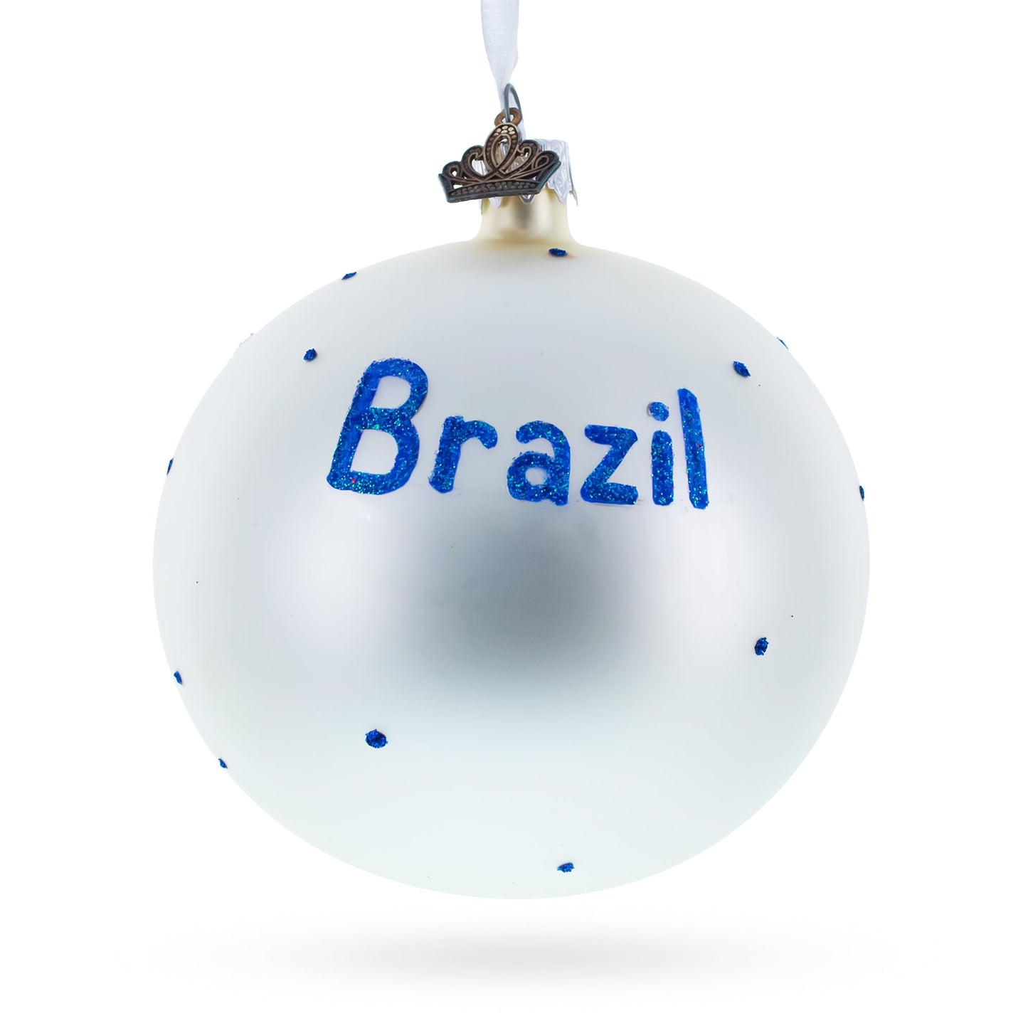 Flag of Brazil Glass Ball Christmas Ornament 4 Inches