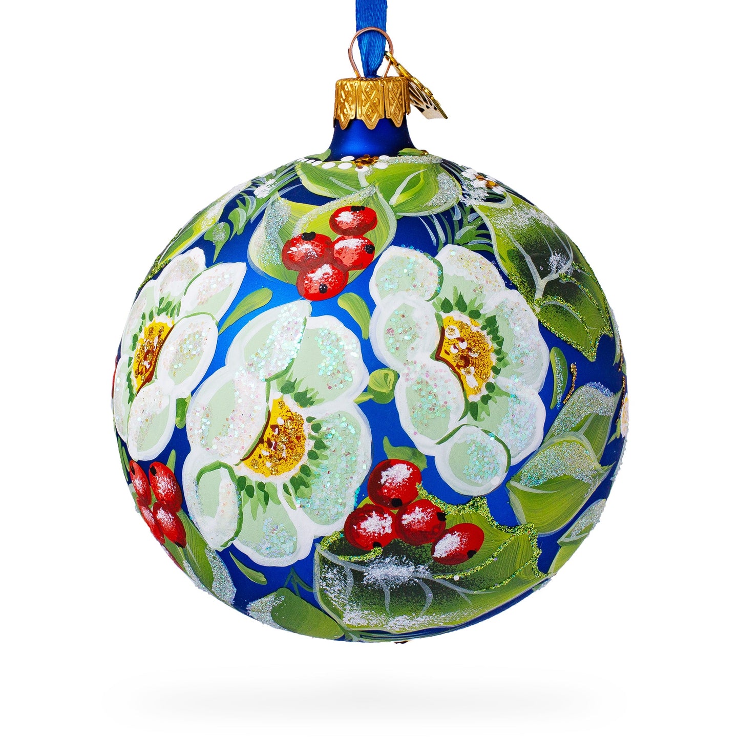 Christmas Magic Blown Glass Ball Christmas Ornament, 4 Inches