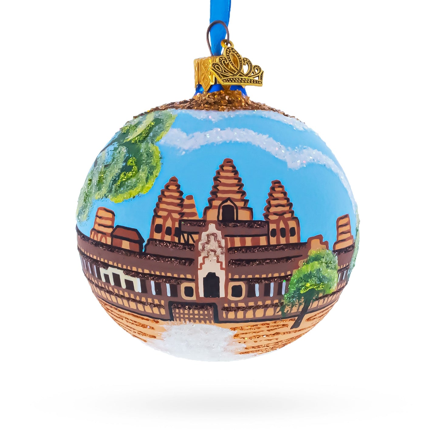 Angkor Wat Temple, Cambodia Glass Ball Christmas Ornament 3.25 Inches