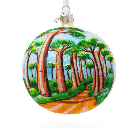 Avenue of the Baobabs, Madagascar Glass Ball Christmas Ornament 4 Inches