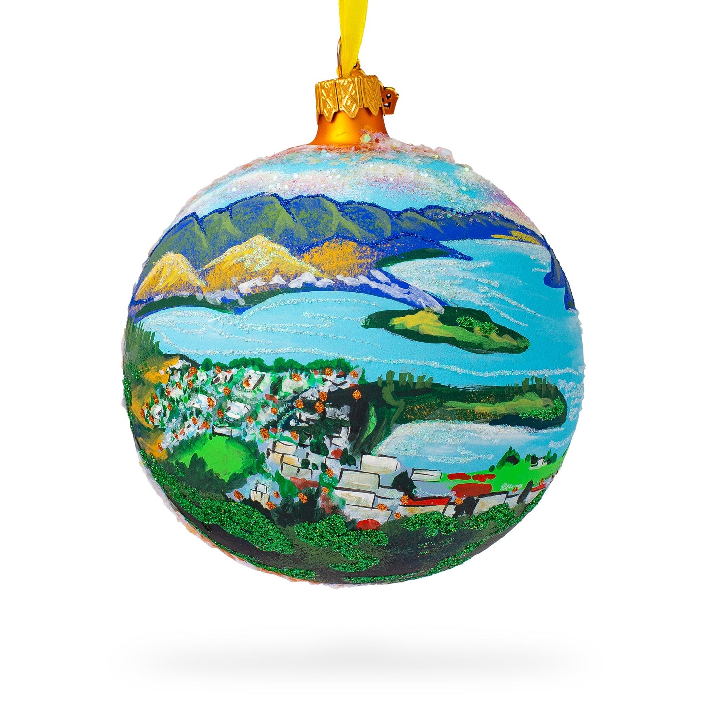 Queenstown, New Zealand Glass Ball Christmas Ornament 4 Inches