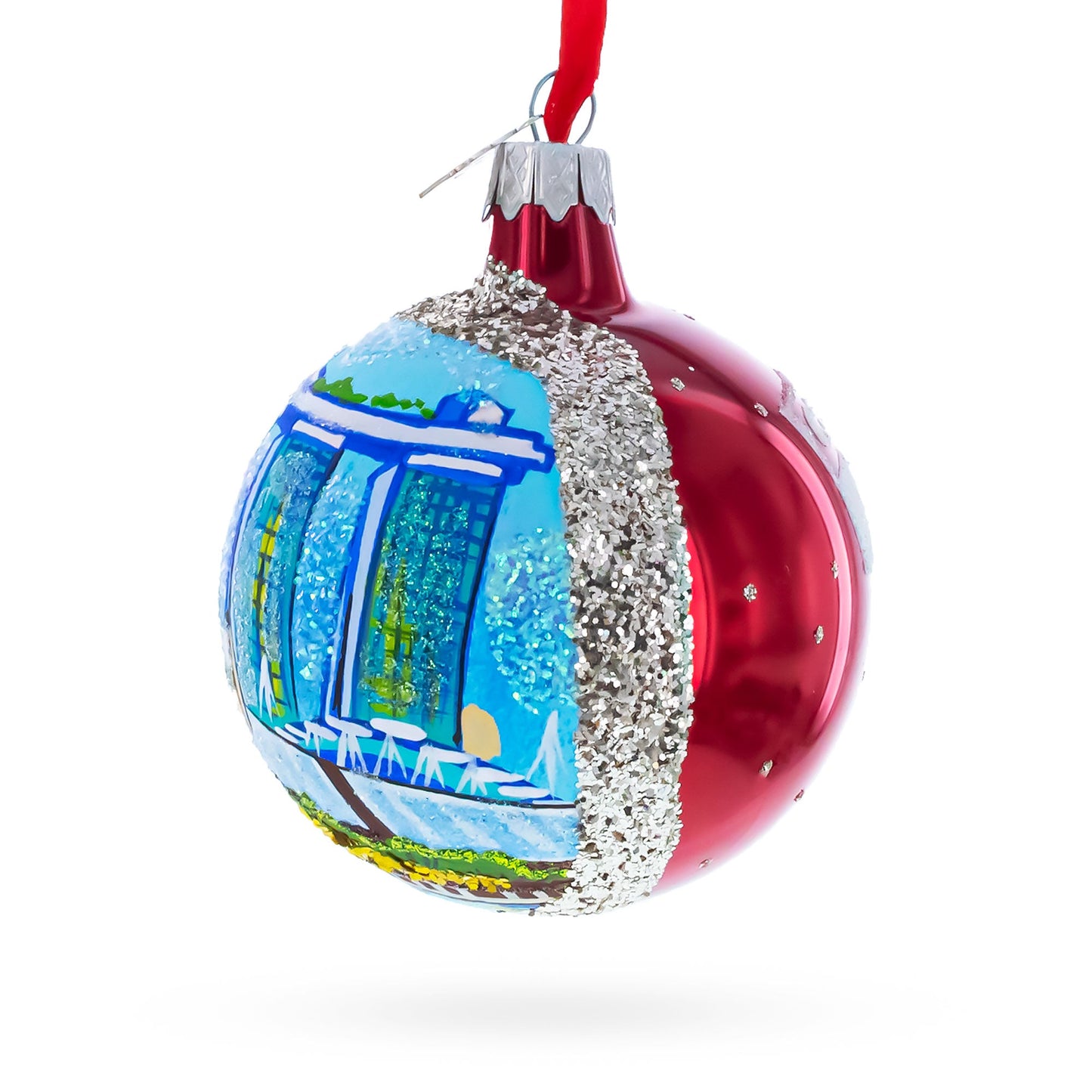 Art Science Museum, Marina Bay, Singapore Glass Ball Christmas Ornament 3.25 Inches