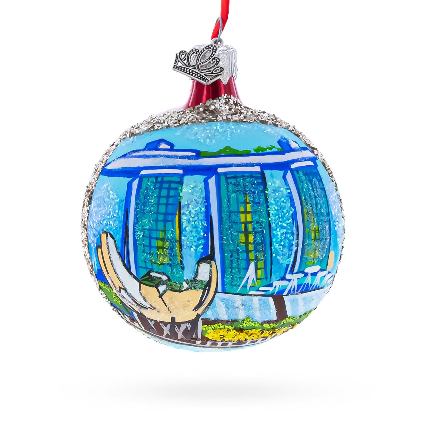 Art Science Museum, Marina Bay, Singapore Glass Ball Christmas Ornament 3.25 Inches