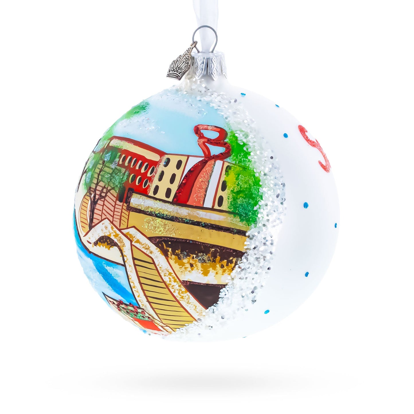 River Walk in San Antonio, Texas, USA Glass Ball Christmas Ornament 4 Inches