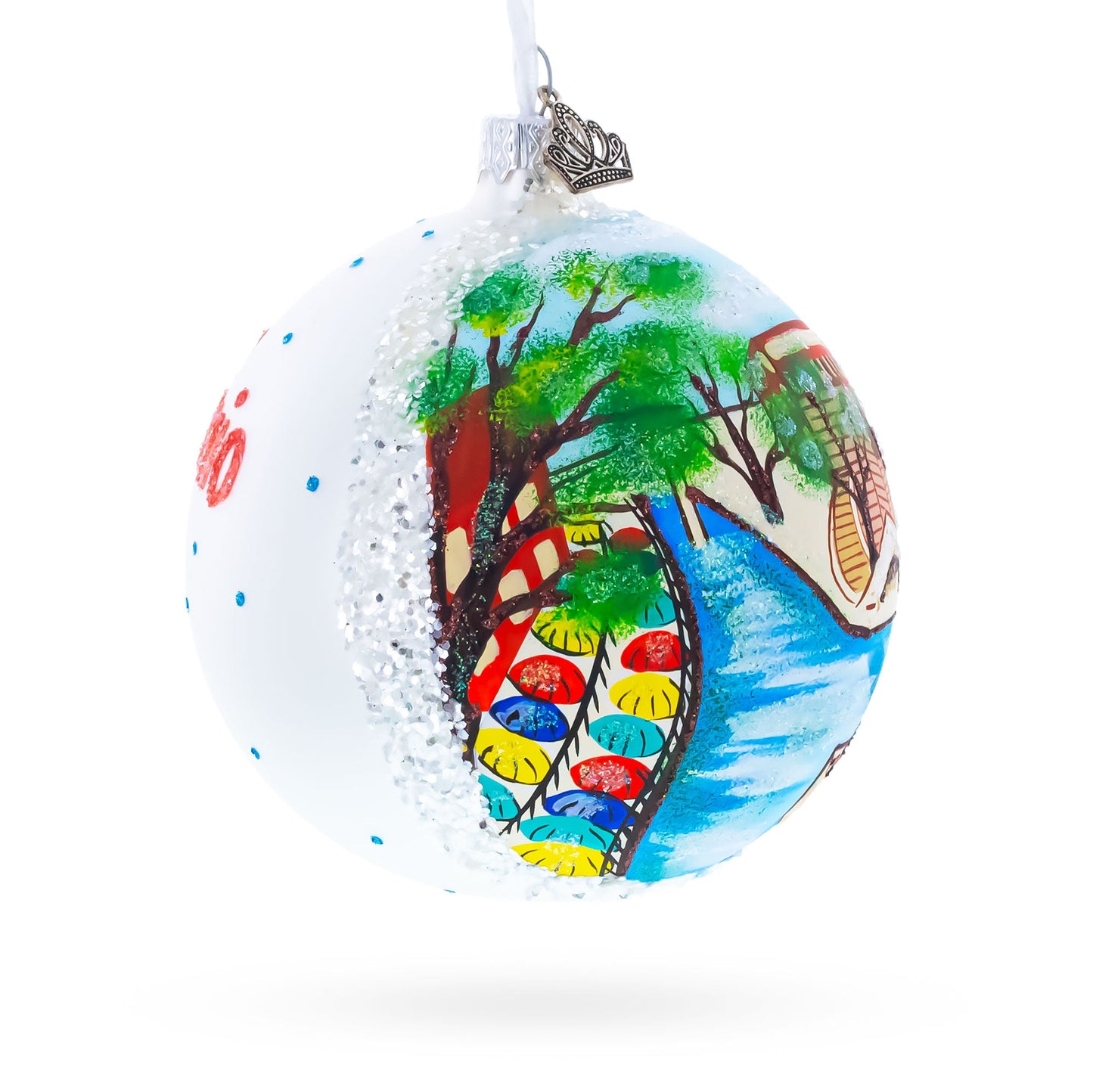 River Walk in San Antonio, Texas, USA Glass Ball Christmas Ornament 4 Inches