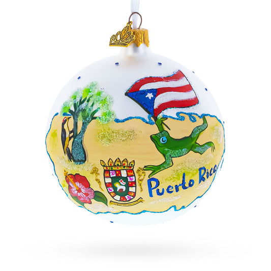 Travel to Puerto Rico, USA Glass Ball Christmas Ornament 4 Inches