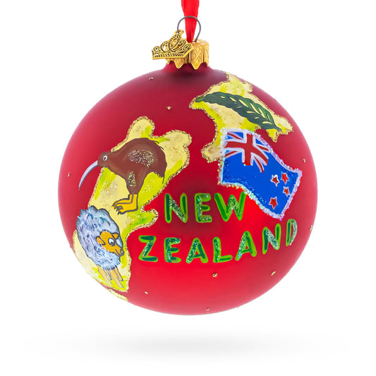 Travel to New Zealand Glass Ball Christmas Ornament 4 Inches