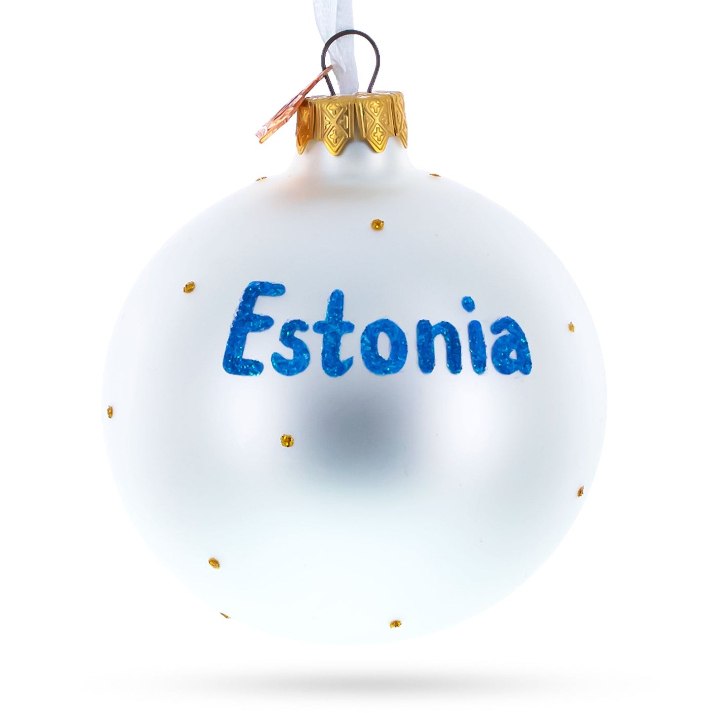 Flag of Estonia Flag Glass Ball Christmas Ornament 3.25 Inches