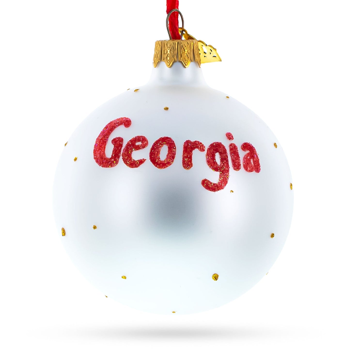 Flag of Georgia Glass Ball Christmas Ornament 3.25 Inches