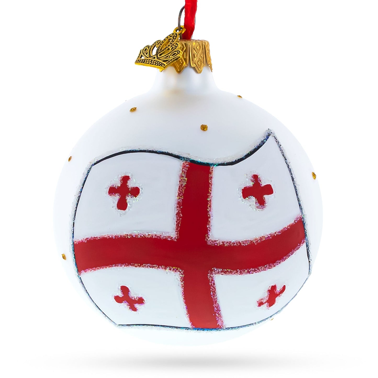 Flag of Georgia Glass Ball Christmas Ornament 3.25 Inches