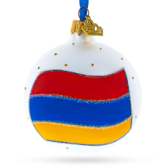 Flag of Armenia Glass Ball Christmas Ornament 3.25 Inches