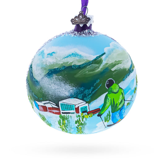 Whistler Blackcomb Ski Resort, Canada Glass Ball Christmas Ornament 4 Inches