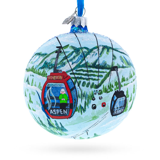 Aspen Snowmass Ski Resort, Colorado, USA Glass Ball Christmas Ornament 4 Inches