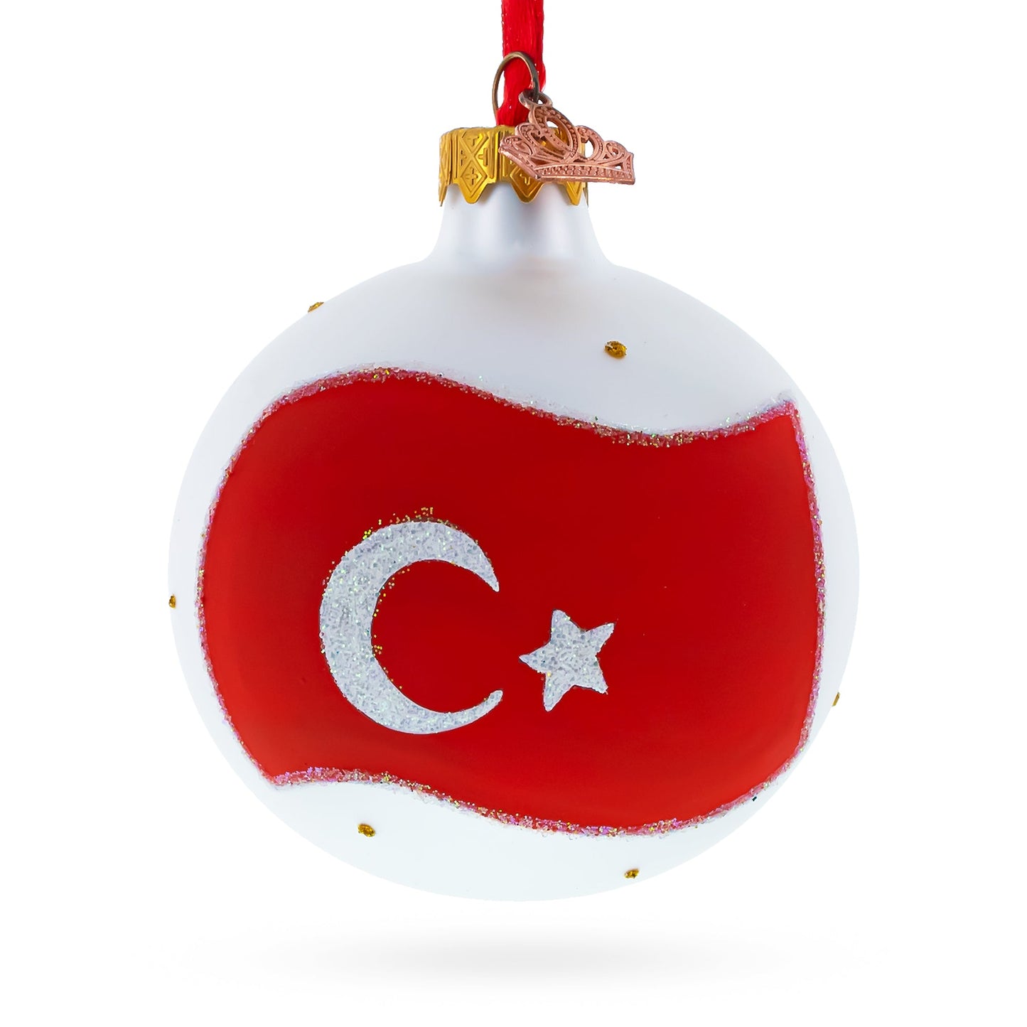 Flag of Turkey Glass Ball Ornament 3.25 Inches