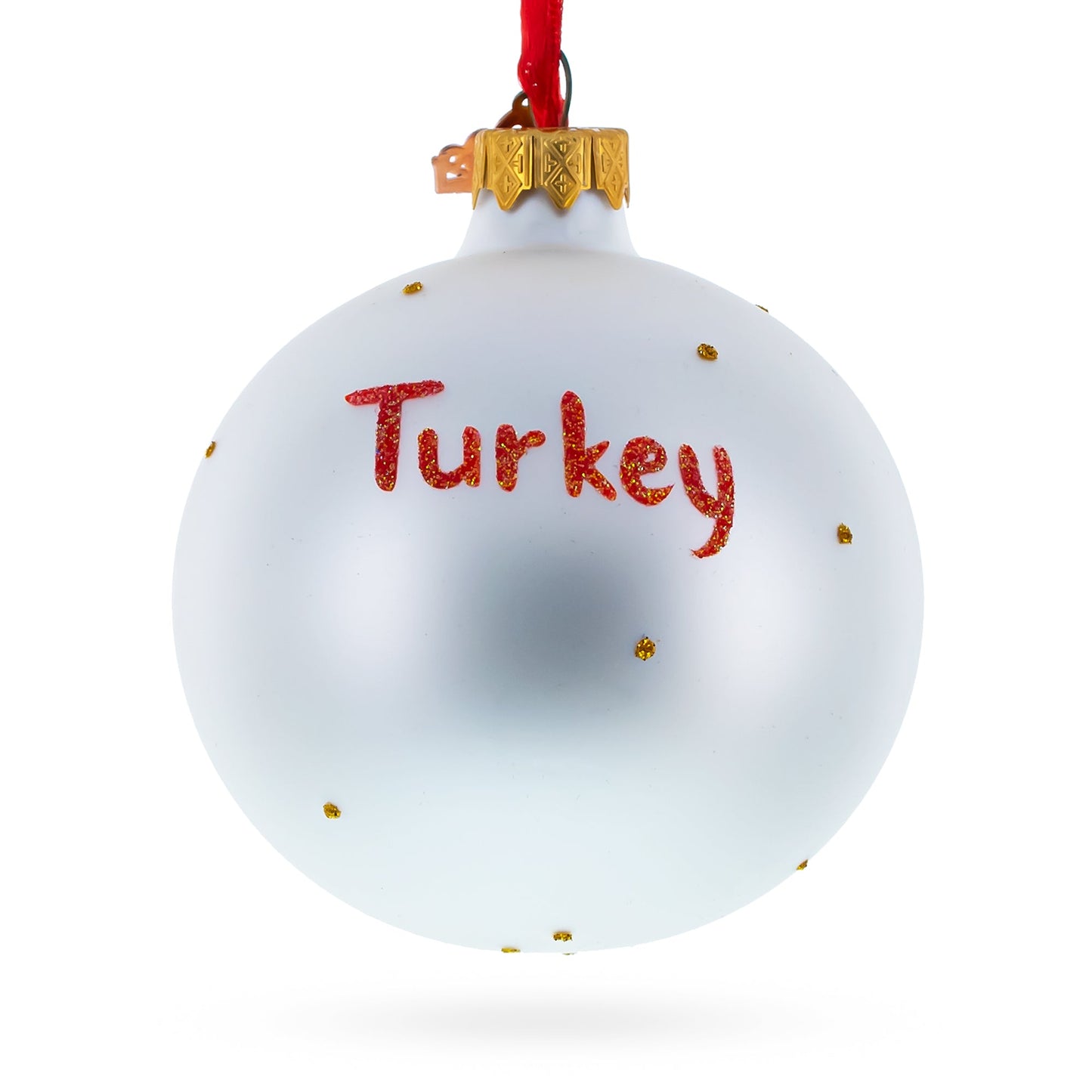 Flag of Turkey Glass Ball Ornament 3.25 Inches