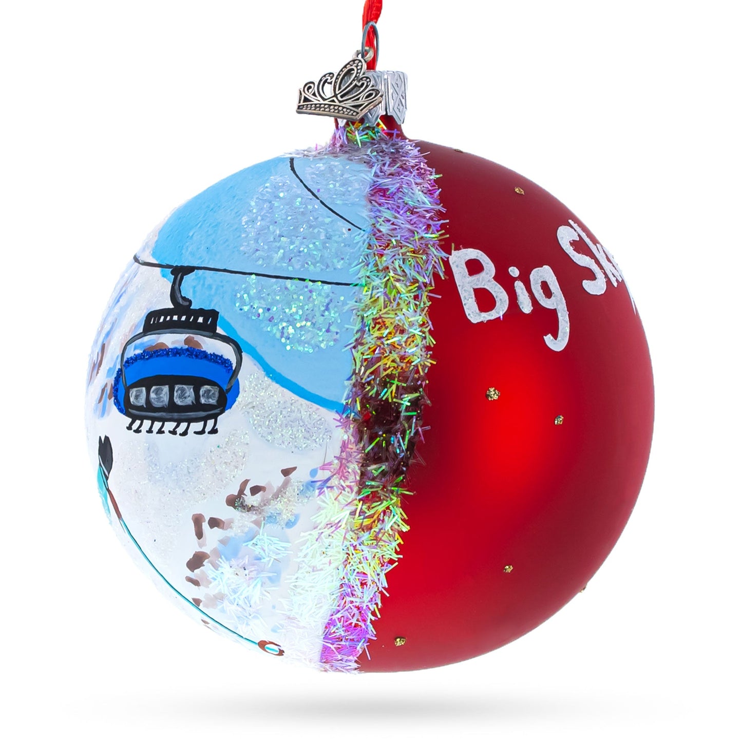 Big Sky Ski Resort, Montana, USA Glass Ball Christmas Ornament 4 Inches