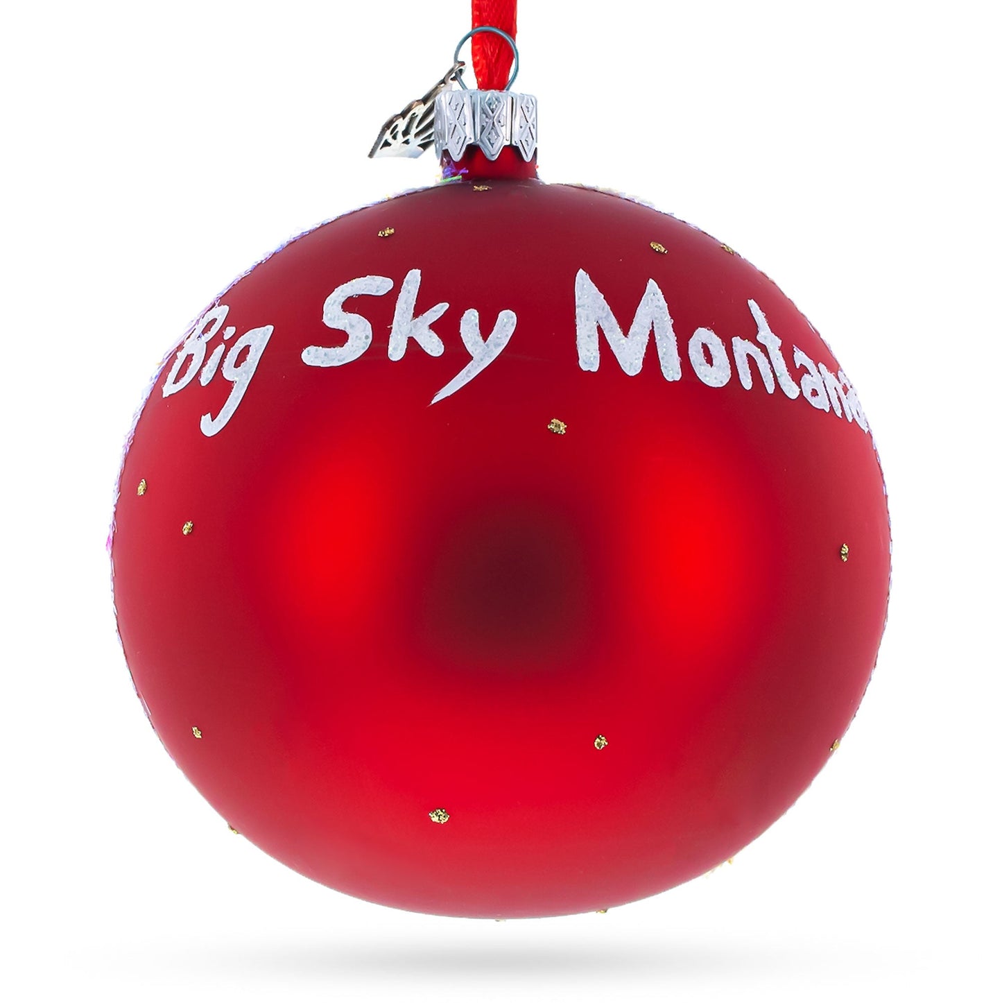 Big Sky Ski Resort, Montana, USA Glass Ball Christmas Ornament 4 Inches