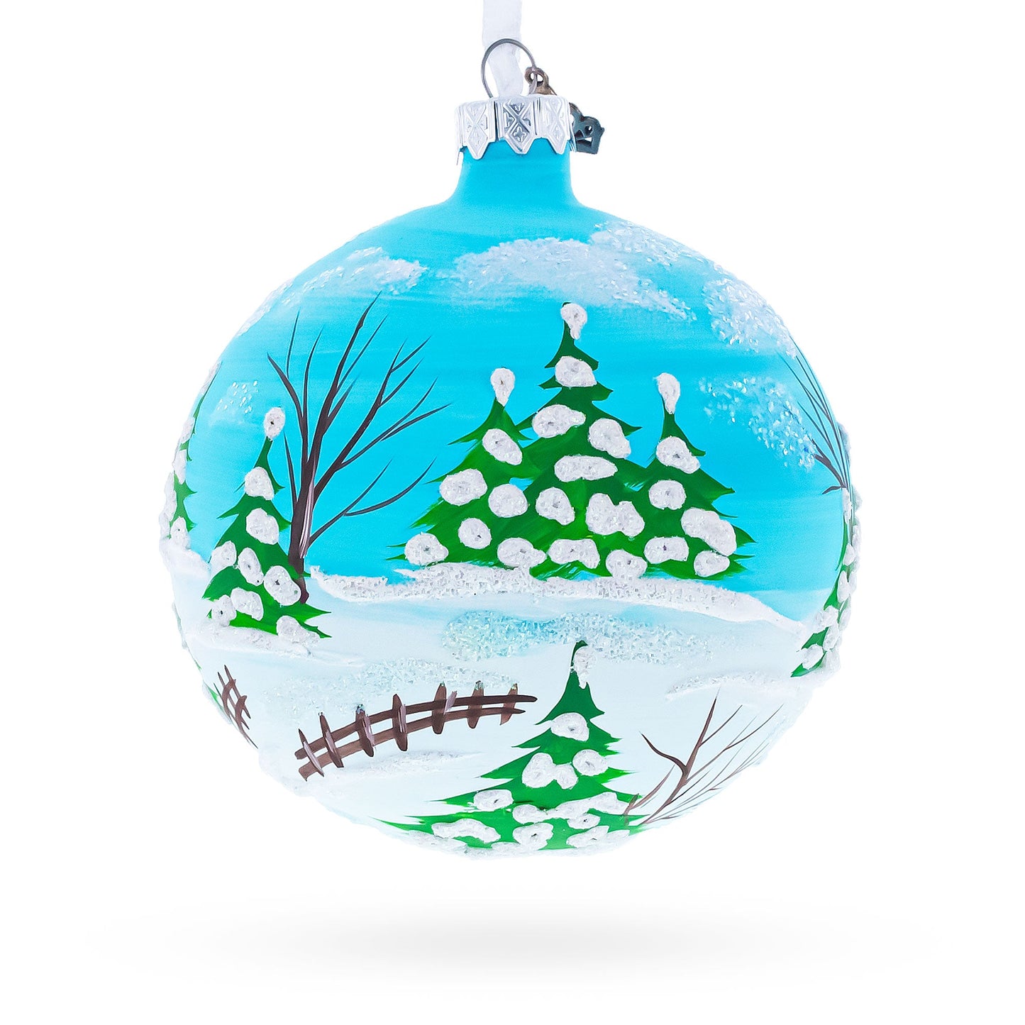 Children Playing in the Winter Village Glass Ball Christmas Ornament 4 Inches