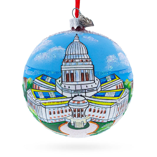 Wisconsin State Capitol, Madison, Wisconsin, USA Glass Ball Christmas Ornament 4 Inches