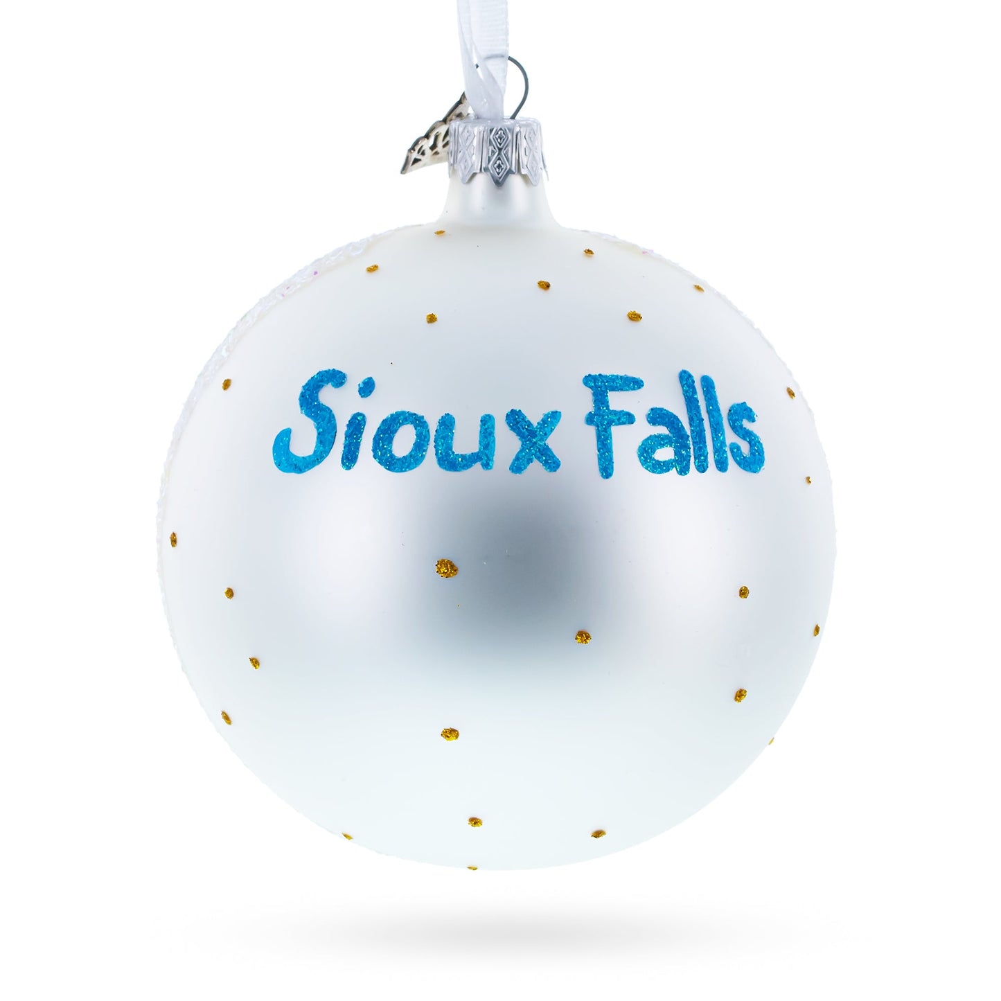 Falls Park, Sioux Falls, South Dakota, USA Glass Ball Christmas Ornament 4 Inches