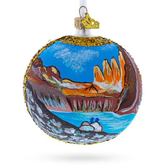 Torres del Paine National Park, Chile Glass Christmas Ornament