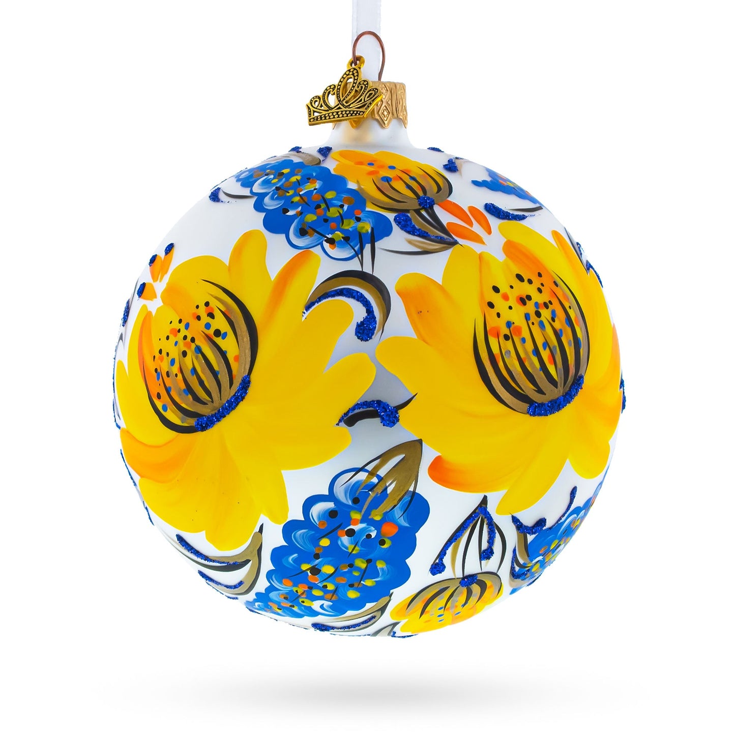 Yellow Adonis Flowers Glass Ball Ornament